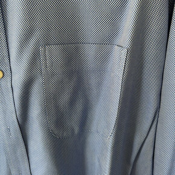 Peter Millar Nanoluxe Easy Care Long Sleeve Dress Shirt - Blue Patterned-XXL - Picture 3 of 12